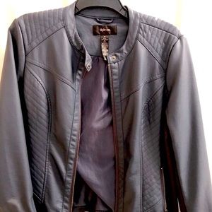 Blue faux leather jacket